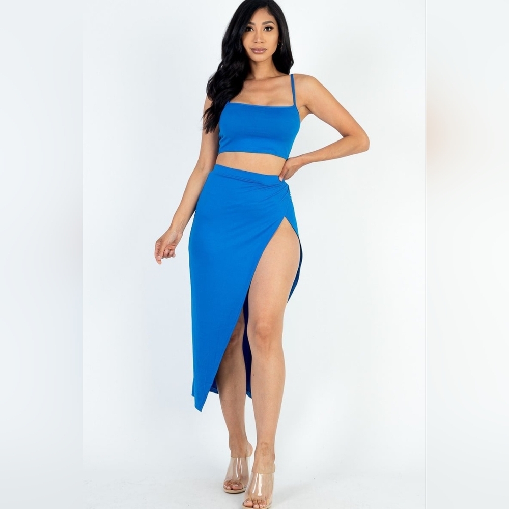 Crop cami & split thigh maxi skirt set
